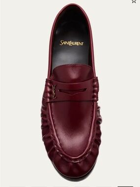Saint Laurent Burgundy Leather Penny Loafers